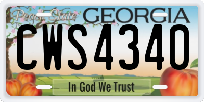 GA license plate CWS4340