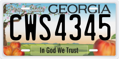 GA license plate CWS4345