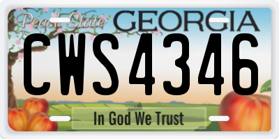 GA license plate CWS4346