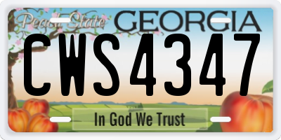 GA license plate CWS4347