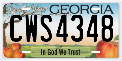 GA license plate CWS4348