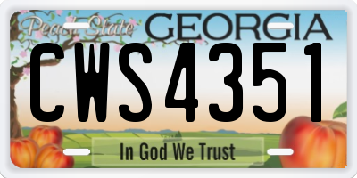 GA license plate CWS4351