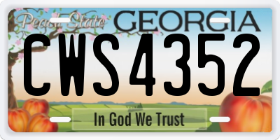 GA license plate CWS4352