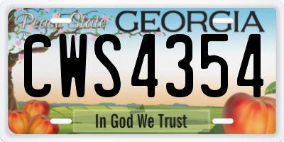 GA license plate CWS4354