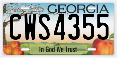 GA license plate CWS4355