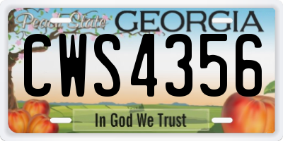 GA license plate CWS4356