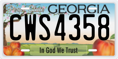 GA license plate CWS4358