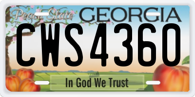 GA license plate CWS4360