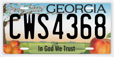 GA license plate CWS4368