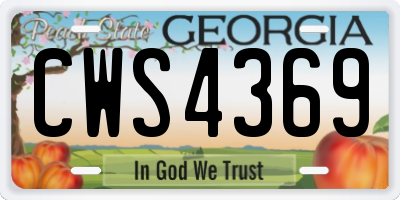 GA license plate CWS4369