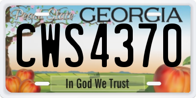 GA license plate CWS4370