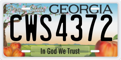 GA license plate CWS4372