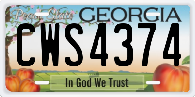 GA license plate CWS4374