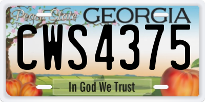 GA license plate CWS4375