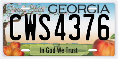 GA license plate CWS4376