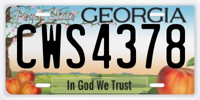 GA license plate CWS4378