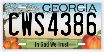 GA license plate CWS4386