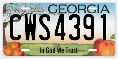 GA license plate CWS4391