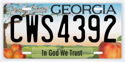 GA license plate CWS4392