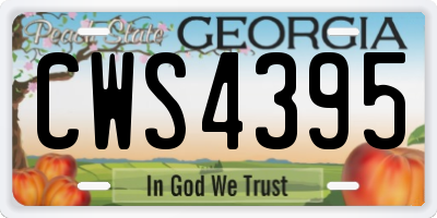 GA license plate CWS4395