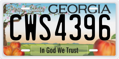 GA license plate CWS4396