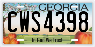 GA license plate CWS4398