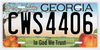 GA license plate CWS4406