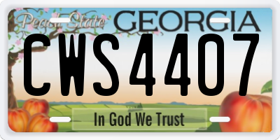 GA license plate CWS4407