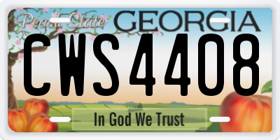 GA license plate CWS4408