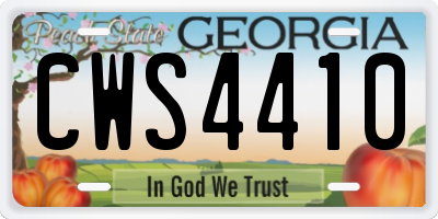 GA license plate CWS4410