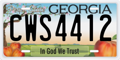 GA license plate CWS4412
