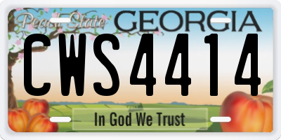 GA license plate CWS4414