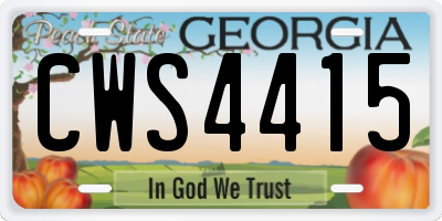GA license plate CWS4415