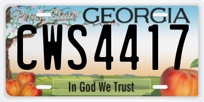 GA license plate CWS4417