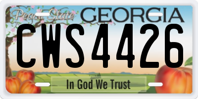 GA license plate CWS4426