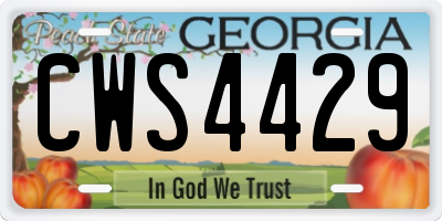 GA license plate CWS4429