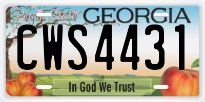 GA license plate CWS4431