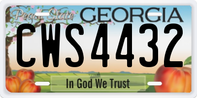 GA license plate CWS4432
