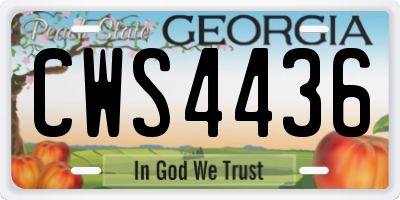 GA license plate CWS4436