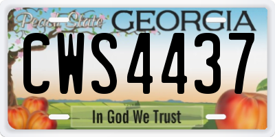 GA license plate CWS4437