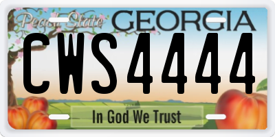 GA license plate CWS4444