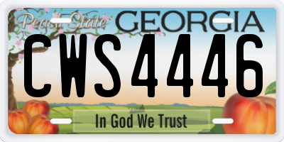 GA license plate CWS4446