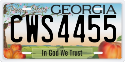 GA license plate CWS4455