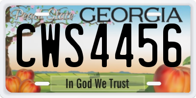 GA license plate CWS4456