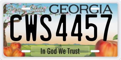 GA license plate CWS4457