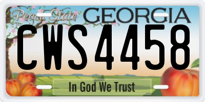 GA license plate CWS4458