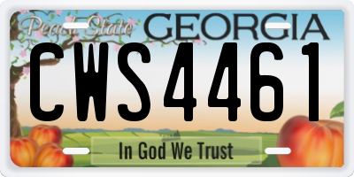 GA license plate CWS4461