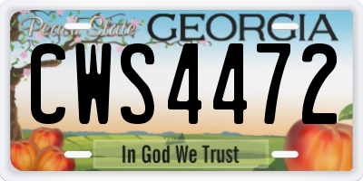 GA license plate CWS4472