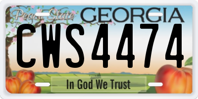 GA license plate CWS4474