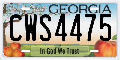 GA license plate CWS4475